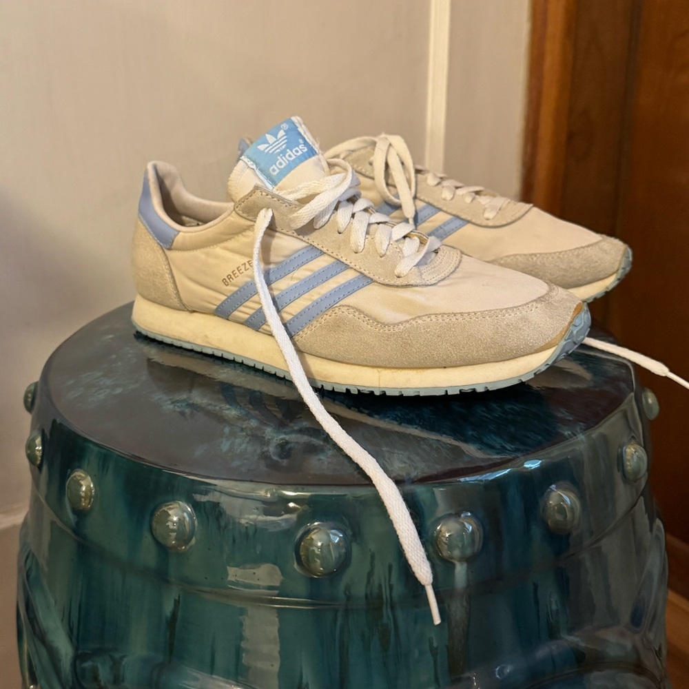 Adidas Breeze Cream and Light Blue Sneakers